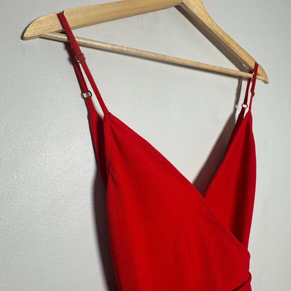 Revolve x Show Me Your Mumu Meghan Wrap Dress Tomato Red Pebble Sz Medium - Picture 6 of 11